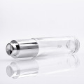 High End Empty 20Ml 30Ml Clear Glass Cosmetic Serum Bottles with Aluminium Silver Press Push Dropper